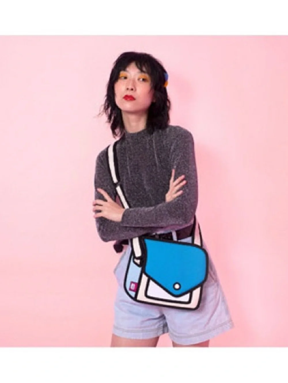 Jump From Paper Fun and Playful 2D Shoulder Bag NWT - Picture 2 of 10
